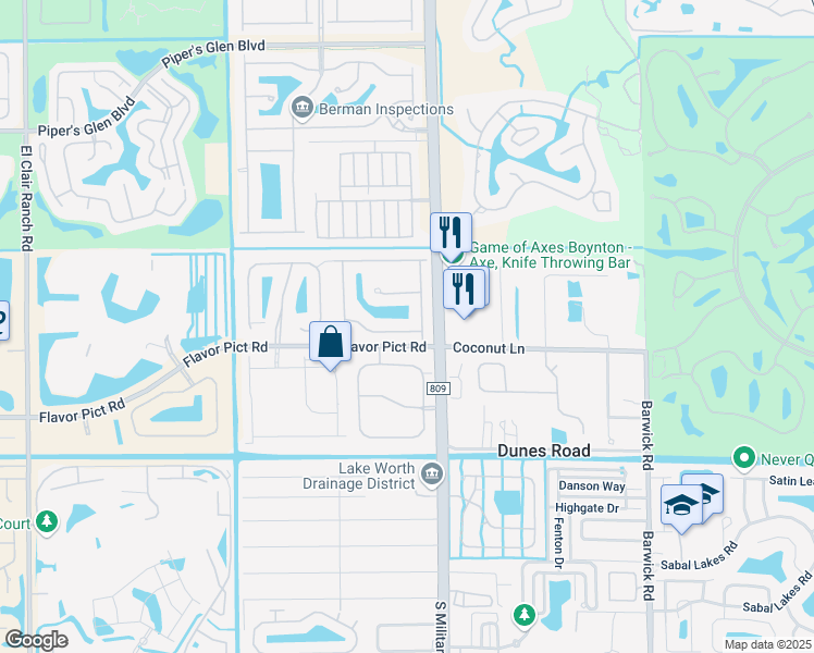 map of restaurants, bars, coffee shops, grocery stores, and more near 12174 Colony Preserve Drive in Boynton Beach