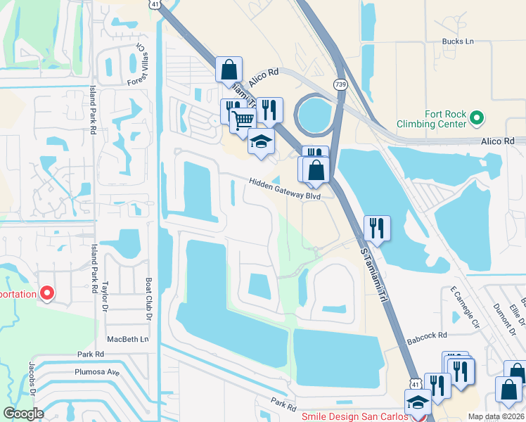 map of restaurants, bars, coffee shops, grocery stores, and more near 17477 Old Harmony Drive in Fort Myers