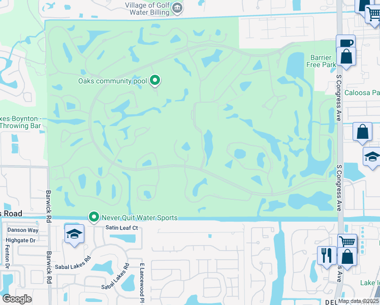 map of restaurants, bars, coffee shops, grocery stores, and more near 9 Glens Drive East in Boynton Beach