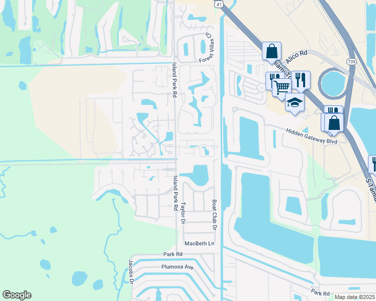 map of restaurants, bars, coffee shops, grocery stores, and more near 6129 Lakefront Drive in Fort Myers