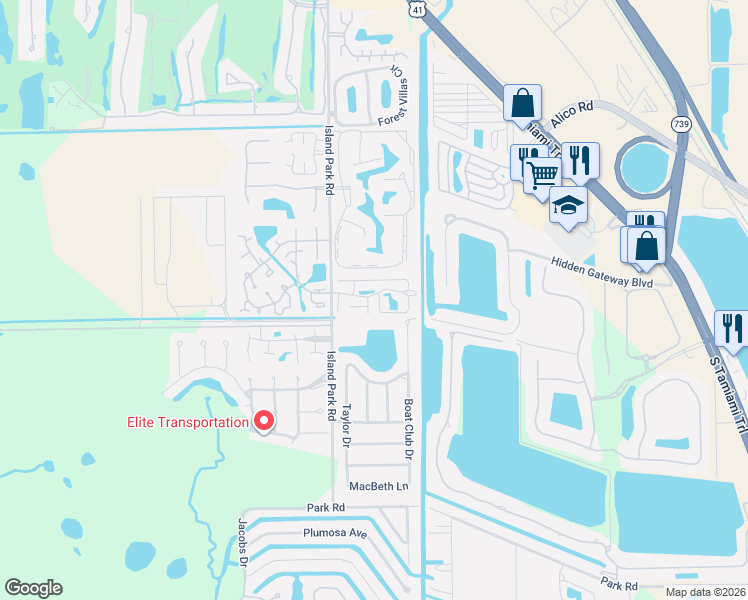 map of restaurants, bars, coffee shops, grocery stores, and more near 6099 Montego Bay Loop in Fort Myers