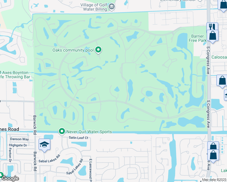 map of restaurants, bars, coffee shops, grocery stores, and more near 9 Glens Drive East in Boynton Beach