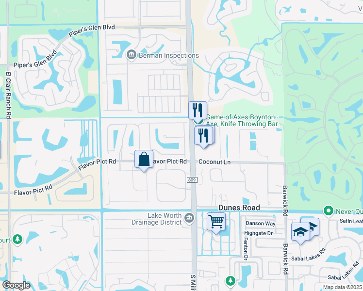 map of restaurants, bars, coffee shops, grocery stores, and more near 12174 Colony Preserve Drive in Boynton Beach