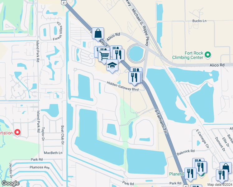 map of restaurants, bars, coffee shops, grocery stores, and more near 17483 Old Harmony Drive in Fort Myers