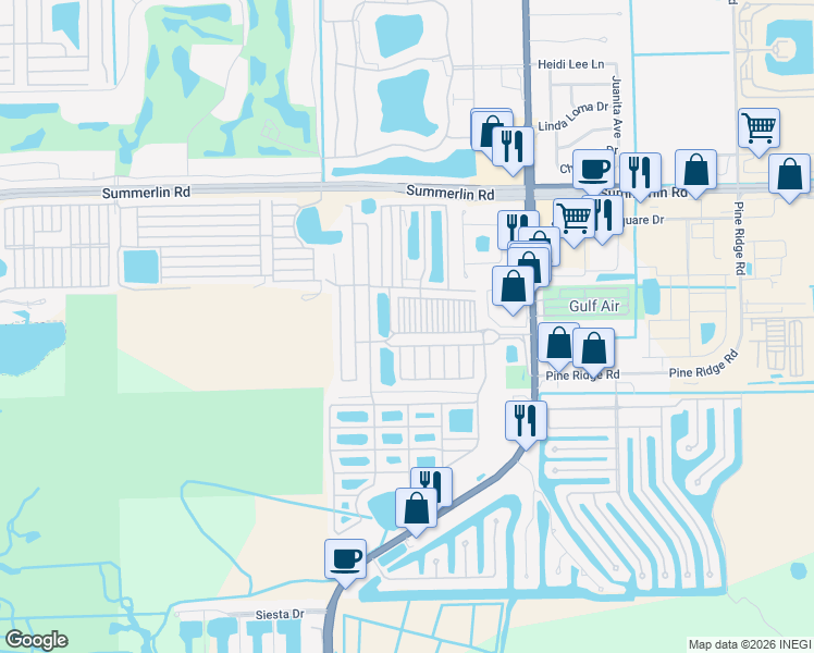 map of restaurants, bars, coffee shops, grocery stores, and more near 1 Navaho Lane in Fort Myers Beach