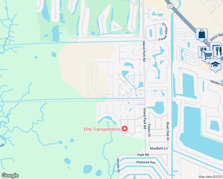 map of restaurants, bars, coffee shops, grocery stores, and more near 6430 Estero Bay Drive in Fort Myers