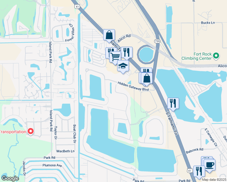 map of restaurants, bars, coffee shops, grocery stores, and more near 17454 Old Harmony Drive in Fort Myers