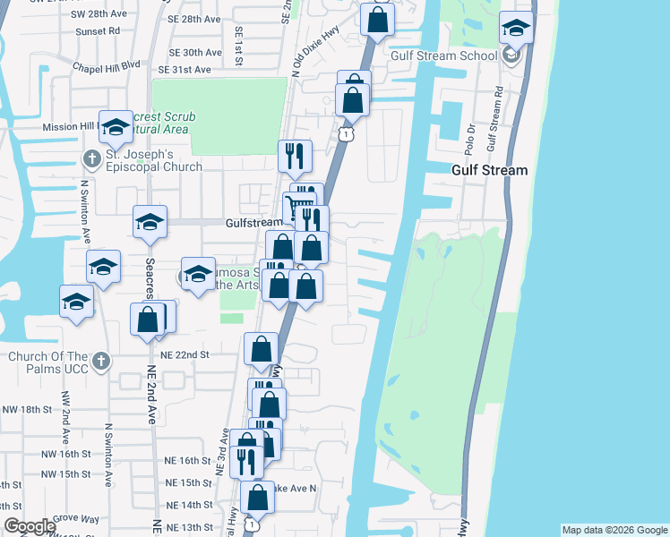 map of restaurants, bars, coffee shops, grocery stores, and more near 2720 Cardinal Circle in Delray Beach