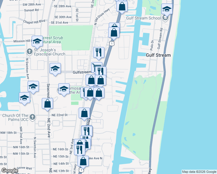 map of restaurants, bars, coffee shops, grocery stores, and more near 2720 Cardinal Circle in Delray Beach