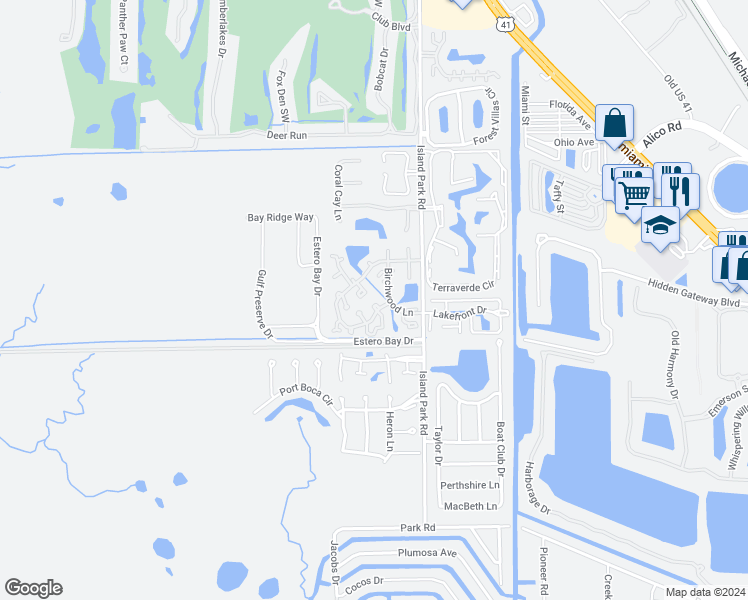 map of restaurants, bars, coffee shops, grocery stores, and more near 6519 Royal Woods Drive in Fort Myers