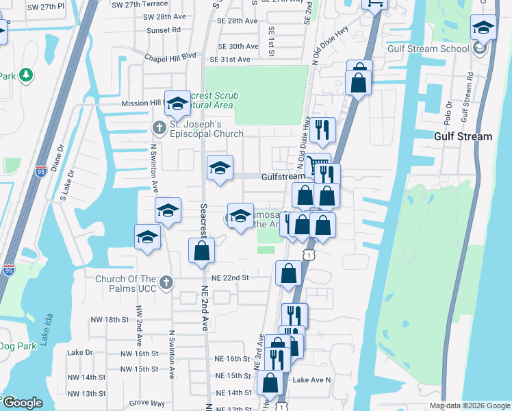 map of restaurants, bars, coffee shops, grocery stores, and more near 2502 Oceanview Avenue in Delray Beach