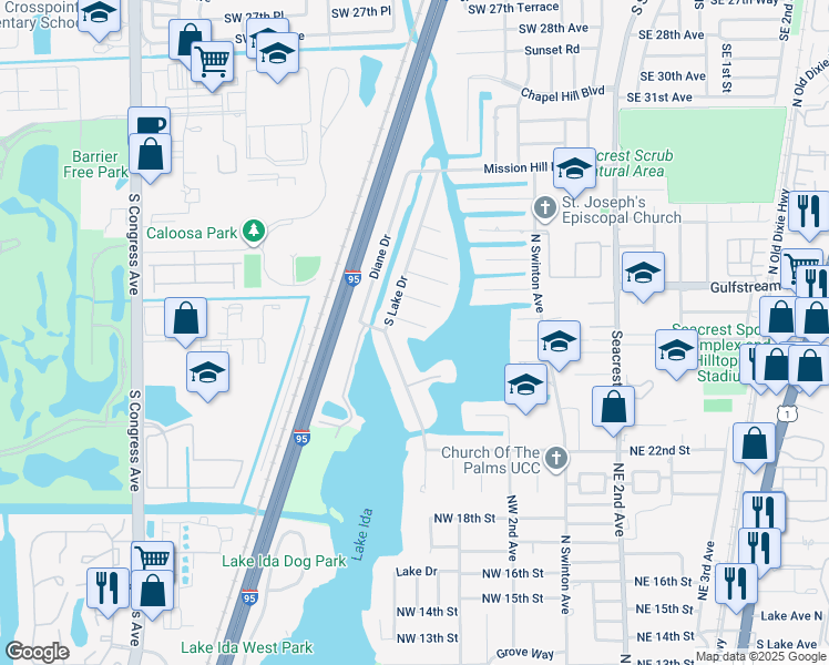 map of restaurants, bars, coffee shops, grocery stores, and more near 926 Southwest 38th Court in Boynton Beach