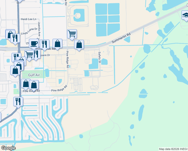 map of restaurants, bars, coffee shops, grocery stores, and more near 10821 sunset Plaza Circle in Fort Myers
