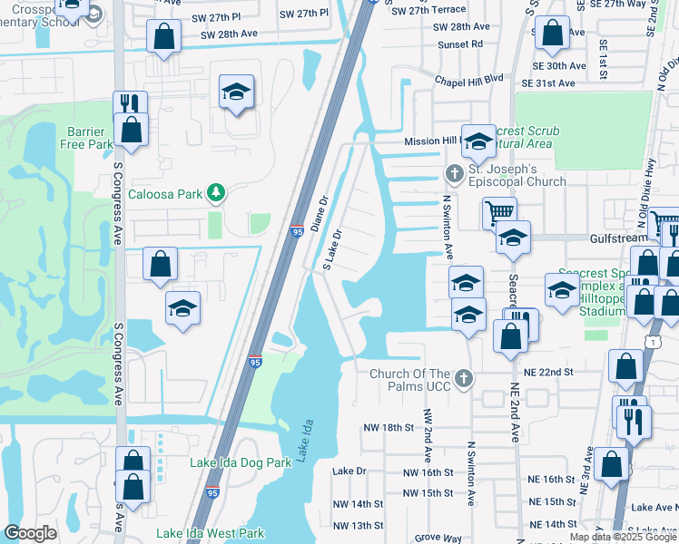 map of restaurants, bars, coffee shops, grocery stores, and more near 926 Southwest 38th Court in Boynton Beach