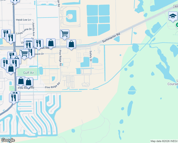 map of restaurants, bars, coffee shops, grocery stores, and more near 10821 sunset Plaza Circle in Fort Myers