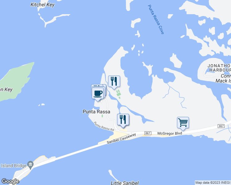 map of restaurants, bars, coffee shops, grocery stores, and more near 17260 Harbour Pointe Drive in Fort Myers