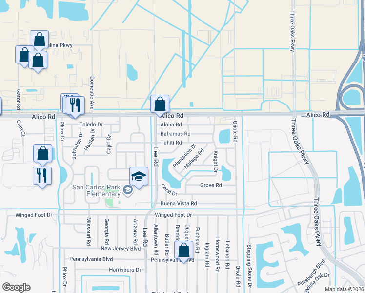 map of restaurants, bars, coffee shops, grocery stores, and more near 8336 Bounty Road in Fort Myers