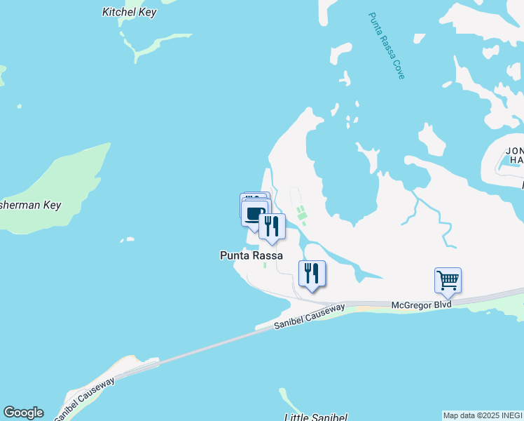 map of restaurants, bars, coffee shops, grocery stores, and more near 17170 Harbour Point Drive in Fort Myers