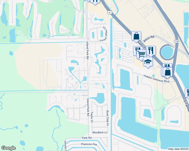map of restaurants, bars, coffee shops, grocery stores, and more near 6154 Lakefront Drive in Fort Myers