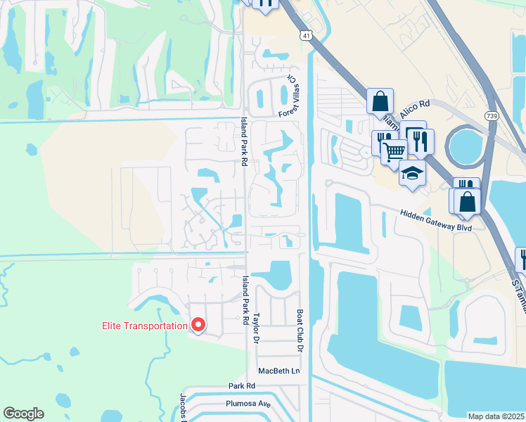 map of restaurants, bars, coffee shops, grocery stores, and more near 6154 Lakefront Drive in Fort Myers