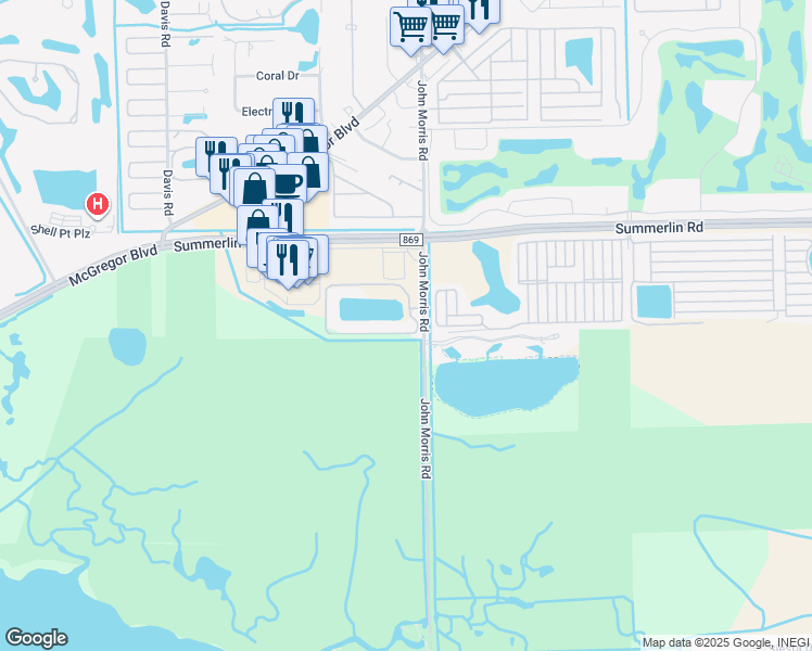 map of restaurants, bars, coffee shops, grocery stores, and more near 20071 Sanibel View Circle in Fort Myers