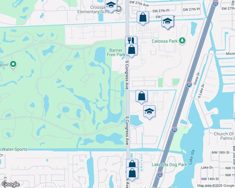 map of restaurants, bars, coffee shops, grocery stores, and more near 38 Island Drive in Boynton Beach