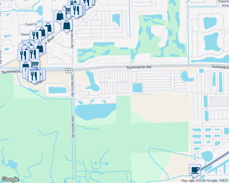 map of restaurants, bars, coffee shops, grocery stores, and more near 136 Seawind Drive in Fort Myers