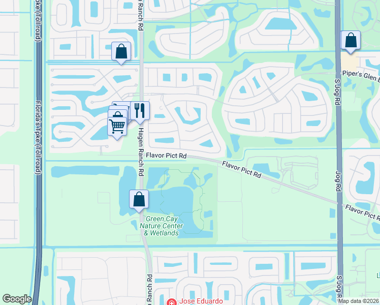 map of restaurants, bars, coffee shops, grocery stores, and more near 7312 Amber Falls Lane in Boynton Beach