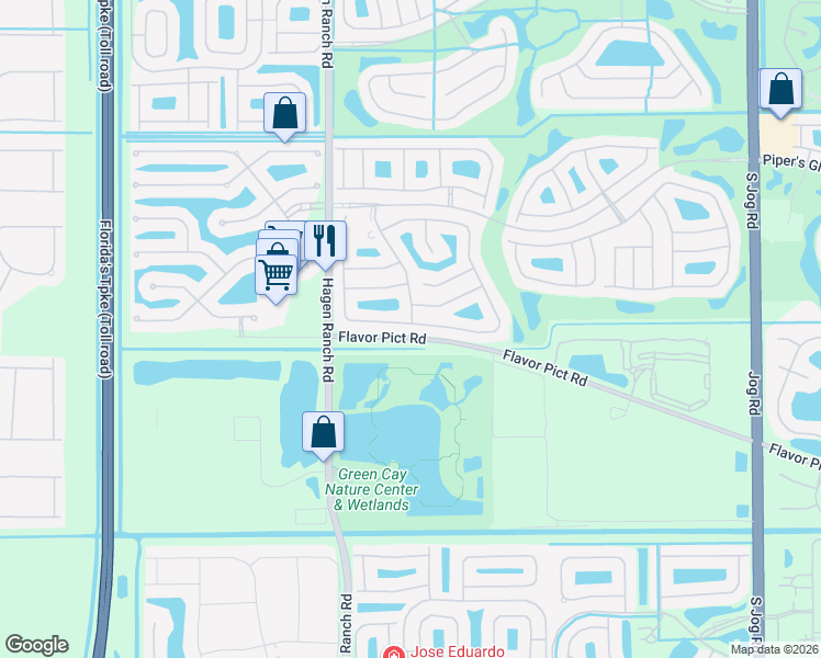 map of restaurants, bars, coffee shops, grocery stores, and more near 7337 Falls Road West in Boynton Beach