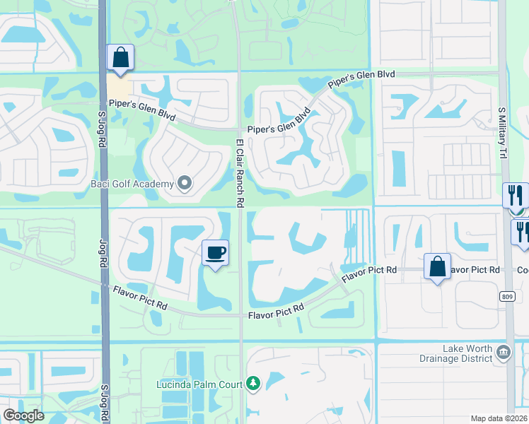 map of restaurants, bars, coffee shops, grocery stores, and more near 12442 Crystal Pointe Drive in Boynton Beach