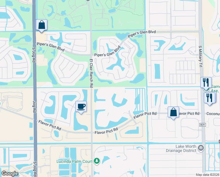 map of restaurants, bars, coffee shops, grocery stores, and more near 12447 Crystal Pointe Drive in Boynton Beach
