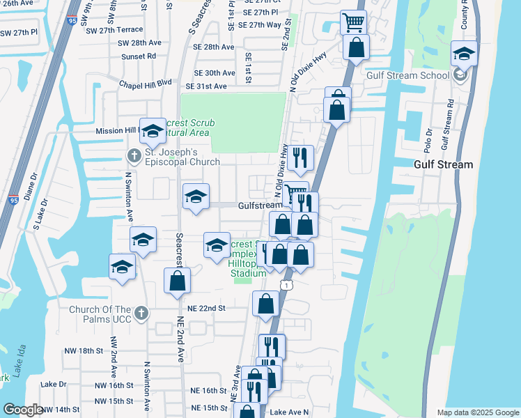 map of restaurants, bars, coffee shops, grocery stores, and more near 2654 Webb Avenue in Delray Beach
