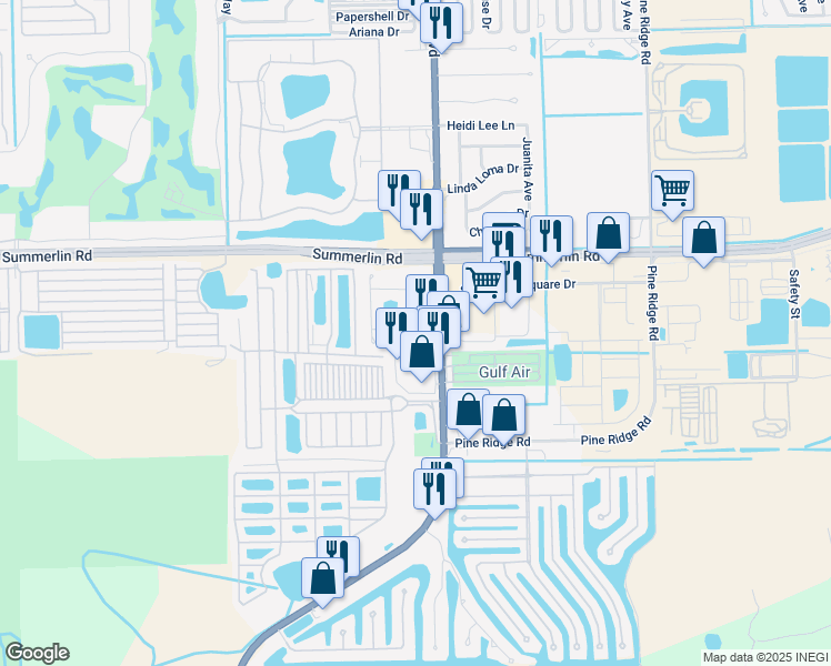 map of restaurants, bars, coffee shops, grocery stores, and more near 17170 San Carlos Boulevard in Fort Myers Beach