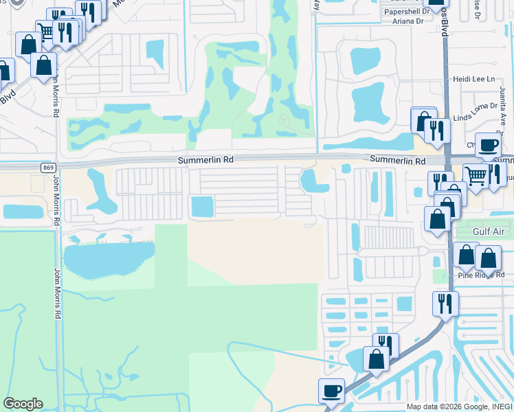 map of restaurants, bars, coffee shops, grocery stores, and more near Tropico Lane in Fort Myers