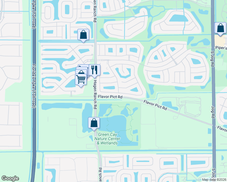 map of restaurants, bars, coffee shops, grocery stores, and more near 7337 Falls Road West in Boynton Beach