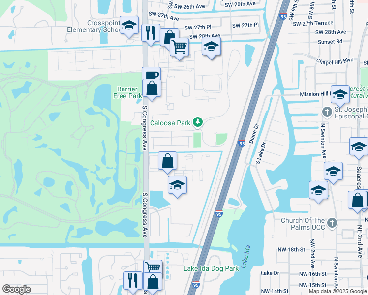 map of restaurants, bars, coffee shops, grocery stores, and more near 37 Lancaster Road in Boynton Beach
