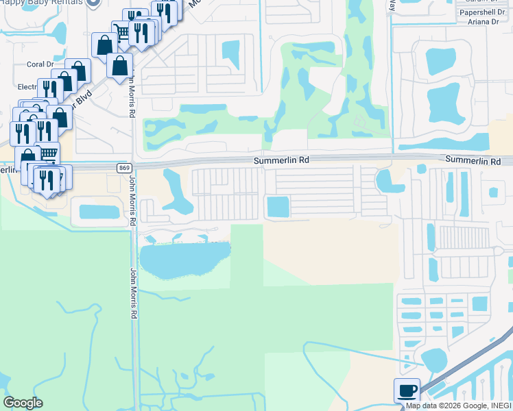 map of restaurants, bars, coffee shops, grocery stores, and more near 585 I Street South in Fort Myers