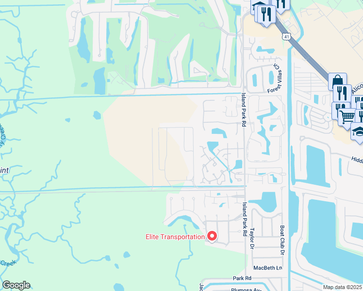 map of restaurants, bars, coffee shops, grocery stores, and more near 17336 Coastal Ridge Way in Fort Myers