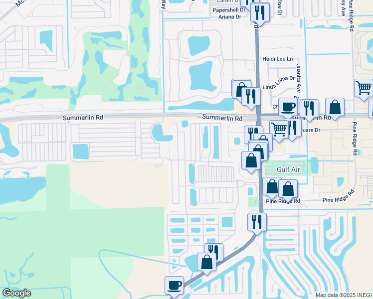 map of restaurants, bars, coffee shops, grocery stores, and more near 44 Iroquois Drive North in Fort Myers Beach