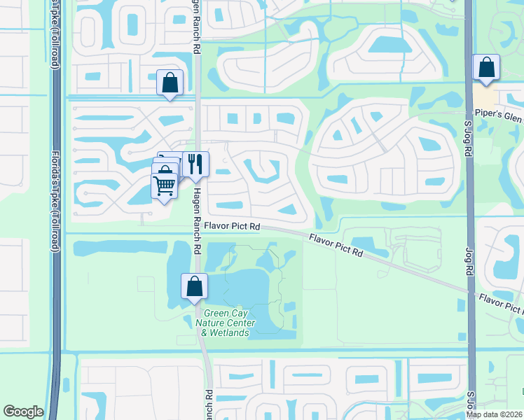 map of restaurants, bars, coffee shops, grocery stores, and more near 7312 Amber Falls Lane in Boynton Beach