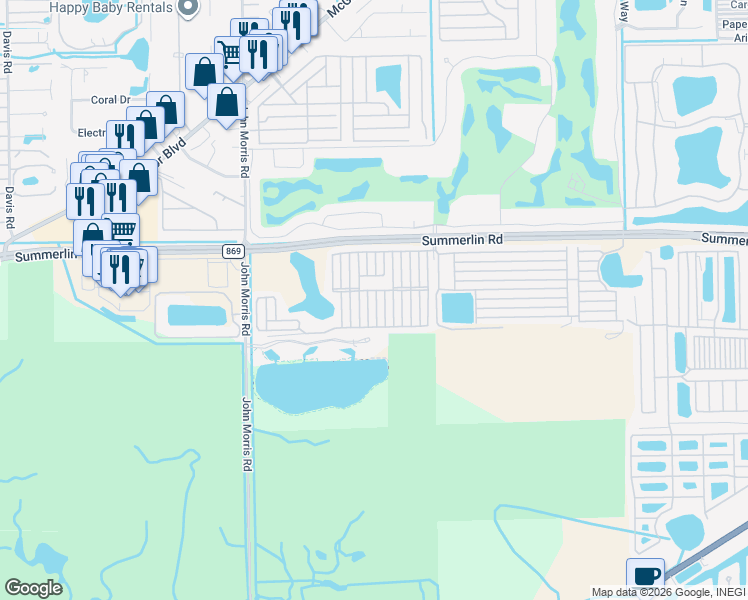 map of restaurants, bars, coffee shops, grocery stores, and more near 136 Seawind Drive in Fort Myers