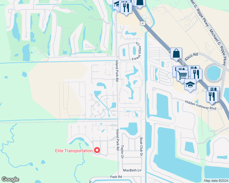 map of restaurants, bars, coffee shops, grocery stores, and more near 6352 Royal Woods Drive in Fort Myers