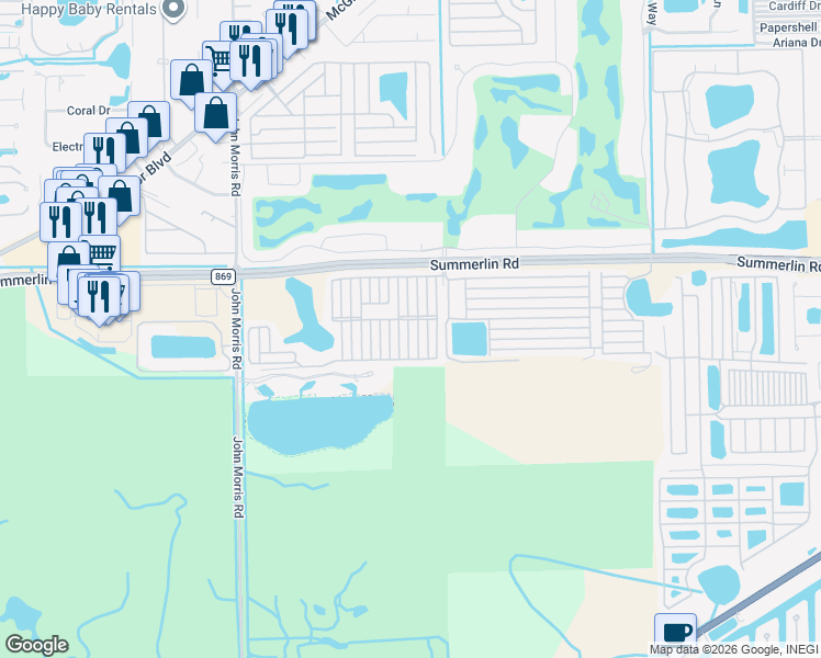 map of restaurants, bars, coffee shops, grocery stores, and more near 136 Seawind Drive in Fort Myers