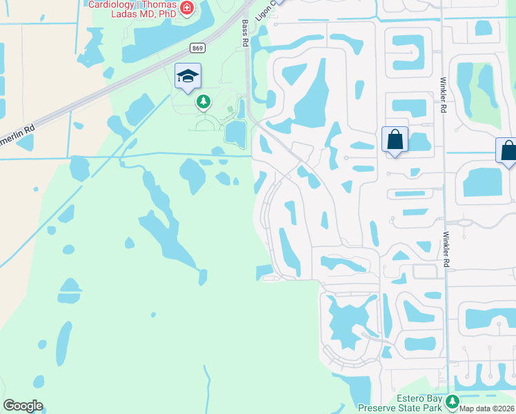 map of restaurants, bars, coffee shops, grocery stores, and more near 16440 Millstone Circle in Fort Myers