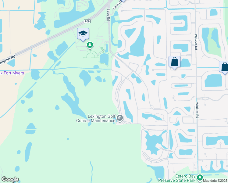 map of restaurants, bars, coffee shops, grocery stores, and more near 16440 Millstone Circle in Fort Myers