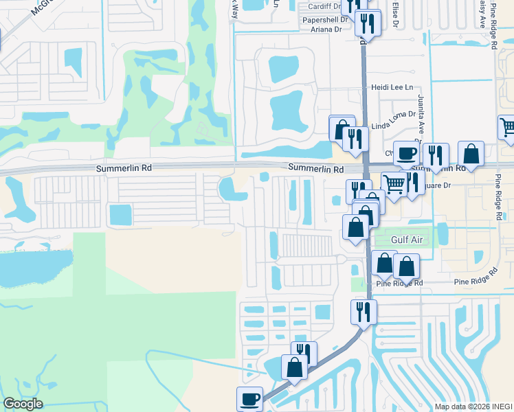map of restaurants, bars, coffee shops, grocery stores, and more near 44 Iroquois Drive North in Fort Myers Beach