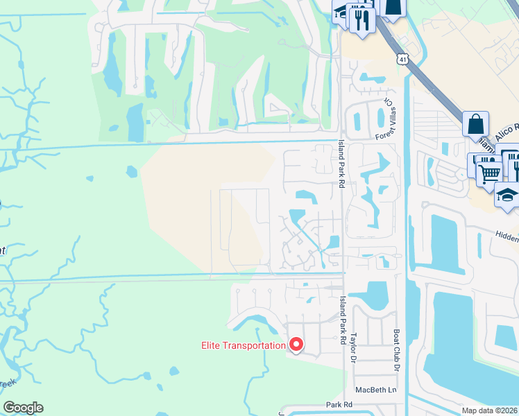 map of restaurants, bars, coffee shops, grocery stores, and more near 17336 Coastal Ridge Way in Fort Myers