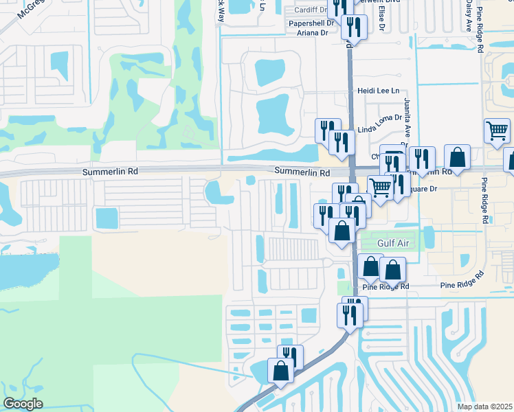 map of restaurants, bars, coffee shops, grocery stores, and more near 44 Iroquois Drive North in Fort Myers Beach