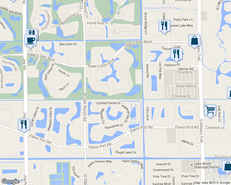 map of restaurants, bars, coffee shops, grocery stores, and more near 12451 Pleasant Green Way in Boynton Beach