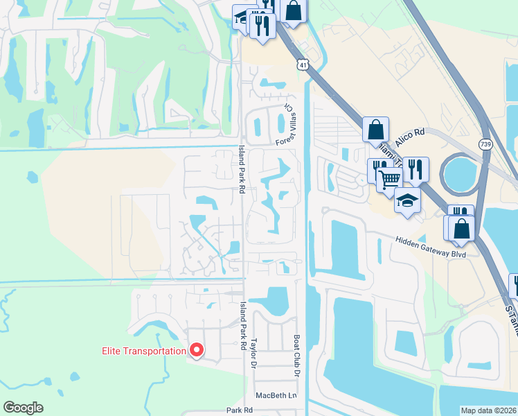 map of restaurants, bars, coffee shops, grocery stores, and more near 6312 Royal Woods Drive in Fort Myers